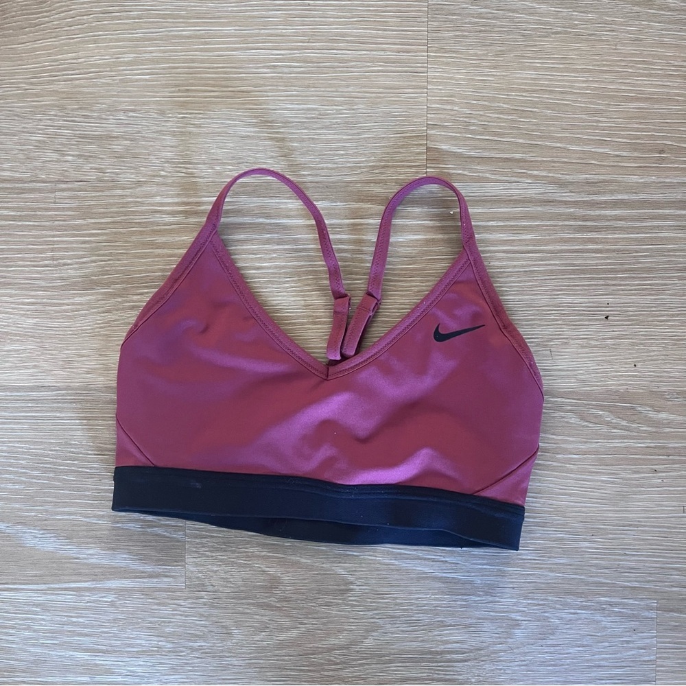 Nike black and dark burgundy Racerback sports bra - Picture 1 of 2